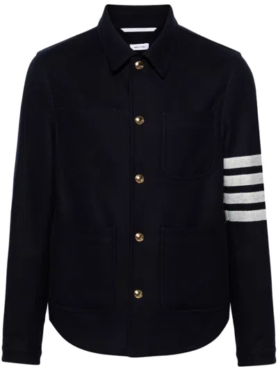Thom Browne Wool-cashmere Blend Jacket With Stripes In Blue