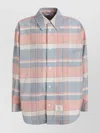 Thom Browne Wool Check Pattern Shirt With Wide Collar