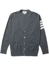 Thom Browne Wool Classic 4-bar V-neck Cardigan In Gray