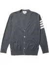 Thom Browne Wool Classic 4-bar V-neck Cardigan In Grey