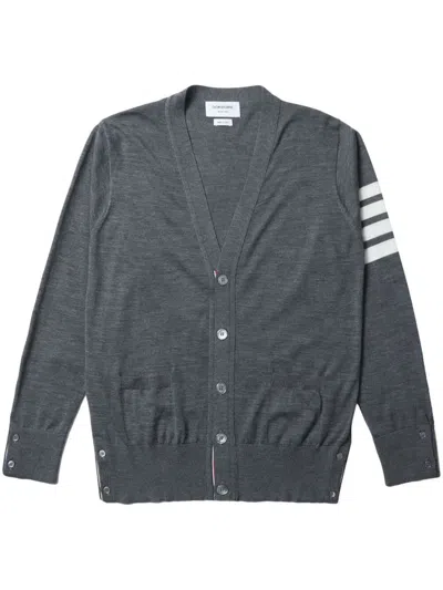 Thom Browne Wool Classic 4-bar V-neck Cardigan Clothing In Grey