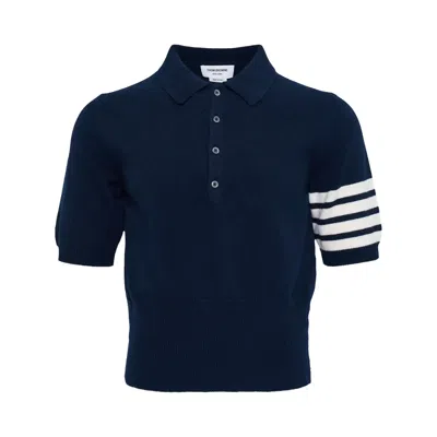 Pre-owned Thom Browne Wool Classic Fit Short-sleeve Polo 'navy' | Blue | Men's Size 3