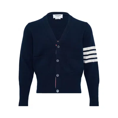 Pre-owned Thom Browne Wool Classic Fit V Neck Cardigan 'navy' | Blue | Men's Size 2