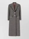 Thom Browne Wool Coat With Frayed Edges And Button Detailing In Gray