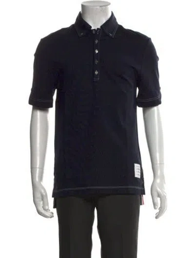 Pre-owned Thom Browne Wool Collar Polo Shirt In Blue