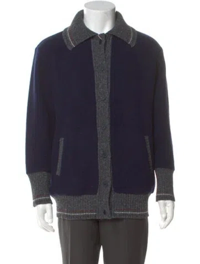Pre-owned Thom Browne Wool Collar Polo Sweater In Blue