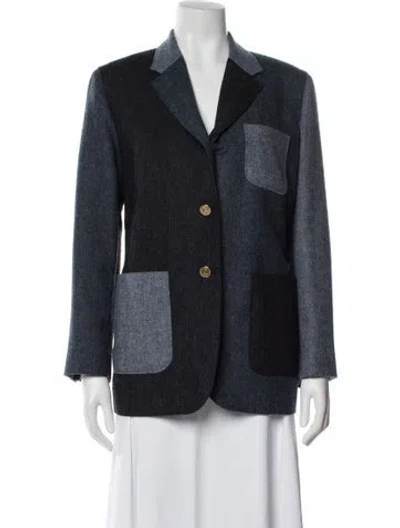 Pre-owned Thom Browne Wool Colorblock Pattern Blazer In Blue