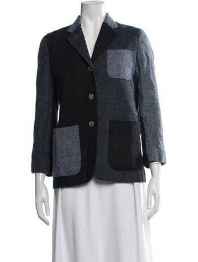 Pre-owned Thom Browne Wool Colorblock Pattern Blazer In Blue
