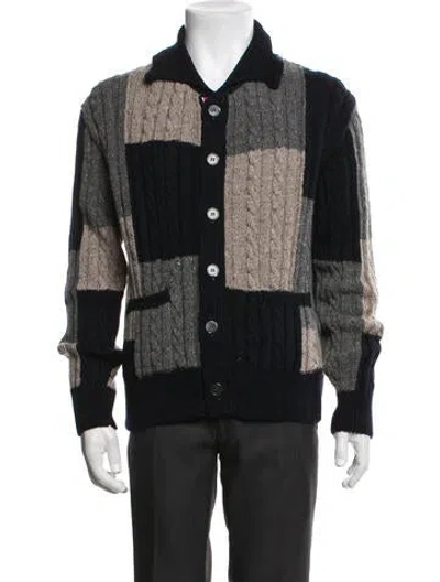 Pre-owned Thom Browne Wool Colorblock Pattern Cardigan In Multicolor