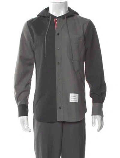 Pre-owned Thom Browne Wool Colorblock Pattern Shirt W/ Tags In Gray