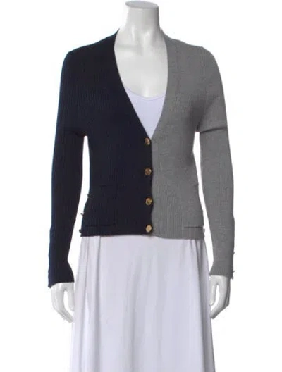Pre-owned Thom Browne Wool Colorblock Pattern Sweater In Blue