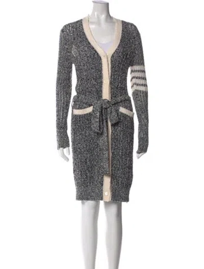 Pre-owned Thom Browne Wool Colorblock Pattern Sweater In Gray