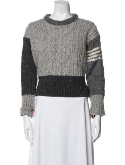 Pre-owned Thom Browne Wool Colorblock Pattern Sweater In White