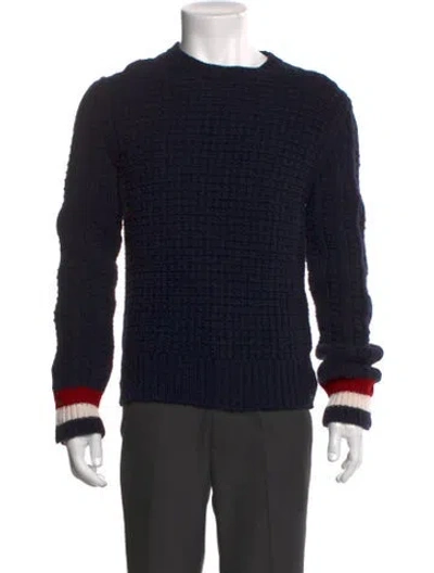 Pre-owned Thom Browne Wool Crew Neck Pullover In Blue