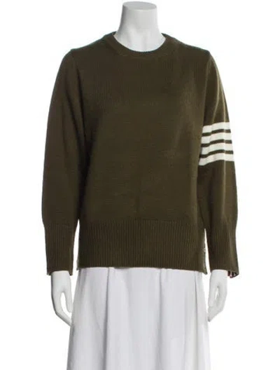Pre-owned Thom Browne Wool Crew Neck Pullover In Green