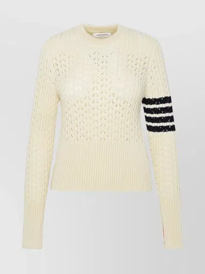 Thom Browne Wool Crew Neck Sweater In White