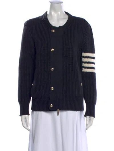 Pre-owned Thom Browne Wool Crew Neck Sweater In Blue