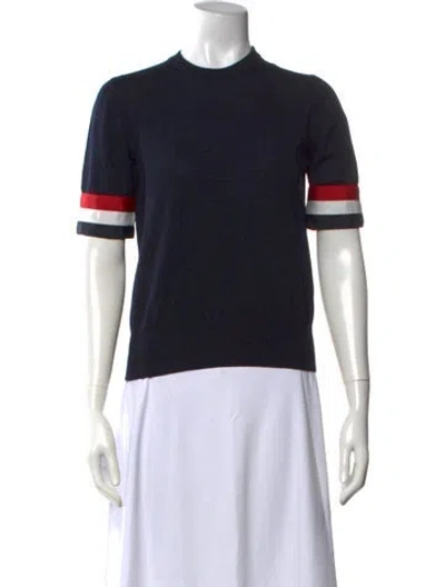Pre-owned Thom Browne Wool Crew Neck Sweater In Blue/red/white