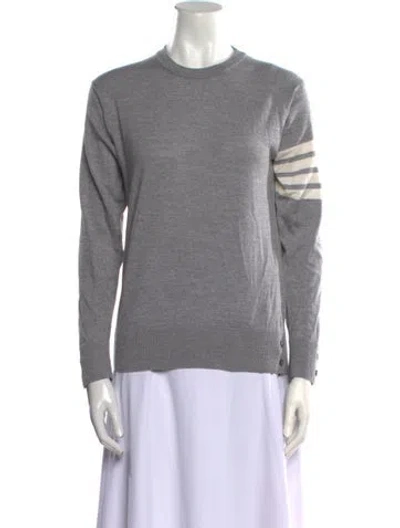 Pre-owned Thom Browne Wool Crew Neck Sweater In Gray