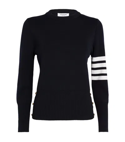 Thom Browne Wool Crew-neck Sweater In Navy