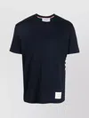 Thom Browne Wool Crew Neck T-shirt With Stripe Detail In Blue