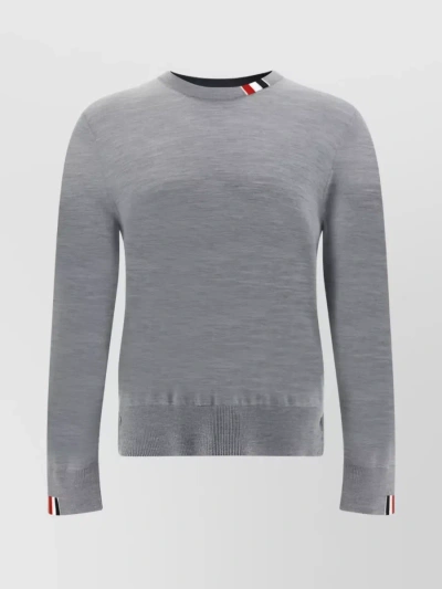 Thom Browne Wool Crewneck With Sleeve Logo Patch In Grey