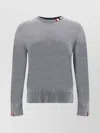 Thom Browne Wool Crewneck With Sleeve Logo Patch In Grey