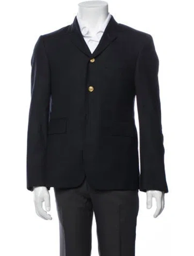 Pre-owned Thom Browne Wool Embroidered Accent Blazer In Blue