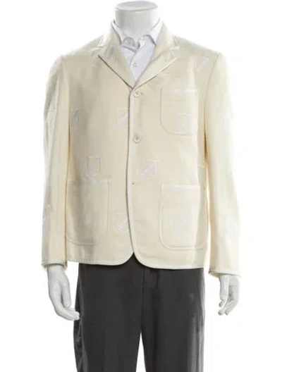 Pre-owned Thom Browne Wool Embroidered Accent Blazer In Neutral