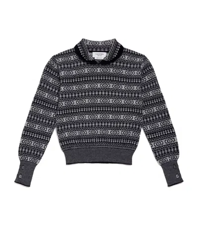 Thom Browne Kids' Wool Fair Isle Sweater In Black