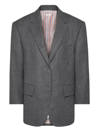 Thom Browne Wool Flannel Blazer In Gray