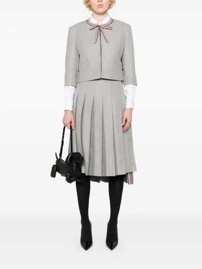 Thom Browne Wool Flannel Pleated Skirt Women In Gray