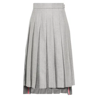 Thom Browne Wool Flannel Pleated Skirt Women In Gray