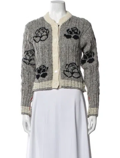 Pre-owned Thom Browne Wool Floral Print Sweater In Multicolor