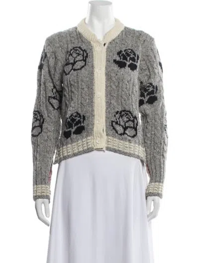 Pre-owned Thom Browne Wool Floral Print Sweater In Multicolor