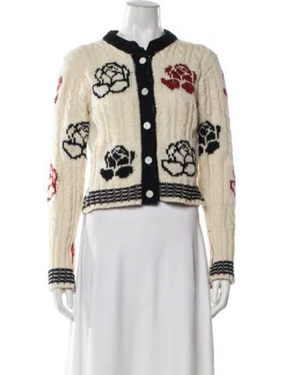 Pre-owned Thom Browne Wool Floral Print Sweater In Neutral