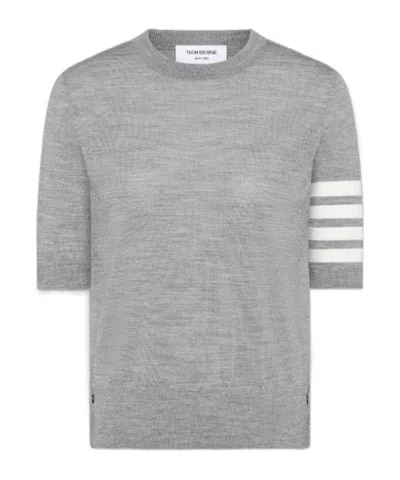 Thom Browne Wool Four-bar T-shirt In Gray