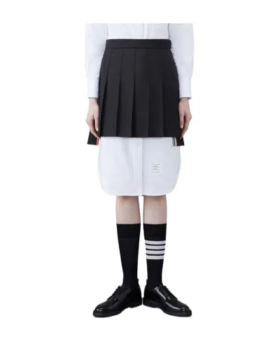 Thom Browne Wool Fresco Pleated Mini Skirt In Black