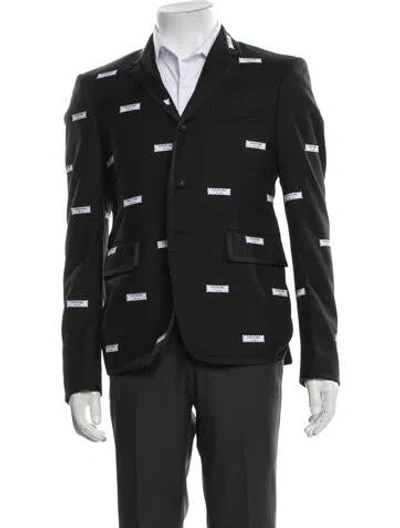 Pre-owned Thom Browne Wool Graphic Print Blazer In Black