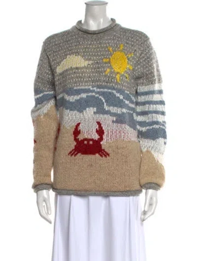 Pre-owned Thom Browne Wool Graphic Print Sweater In Blue