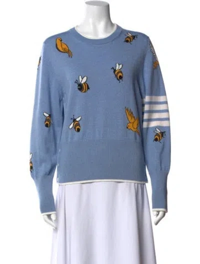 Pre-owned Thom Browne Wool Graphic Print Sweater In Blue
