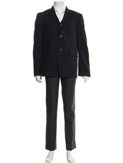 Pre-owned Thom Browne Wool Grosgrain Trim Blazer In Blue