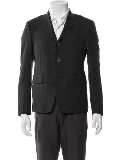 Pre-owned Thom Browne Wool Grosgrain Trim Blazer In Gray