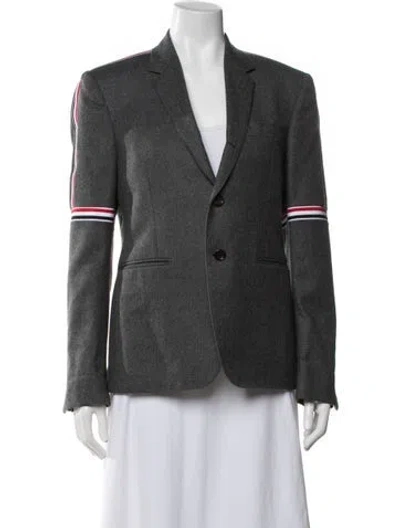 Pre-owned Thom Browne Wool Grosgrain Trim Blazer In Grey