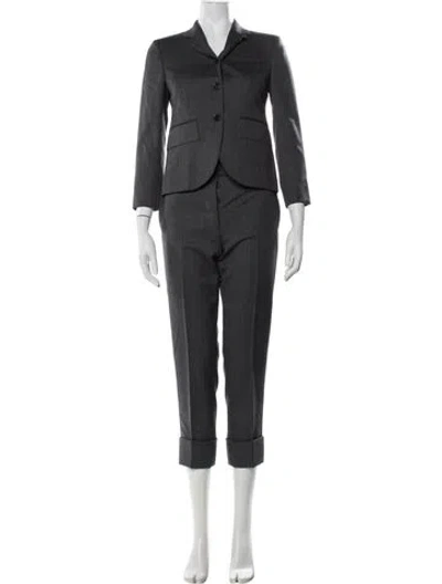 Pre-owned Thom Browne Wool Grosgrain Trim Pantsuit In Grey