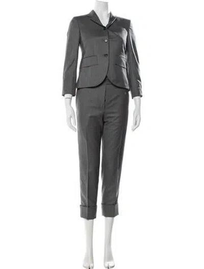 Pre-owned Thom Browne Wool Grosgrain Trim Pantsuit W/ Tags In Grey
