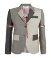 Thom Browne Wool High Armhole Tricolour Sport Coat In Grey