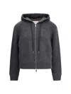 Thom Browne Wool Fleece Full Zip Hoodie In Gray