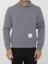 Thom Browne Stripe-detail Sleeve Hoodie In Grey
