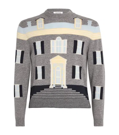 Thom Browne Wool House Sweater In Grey